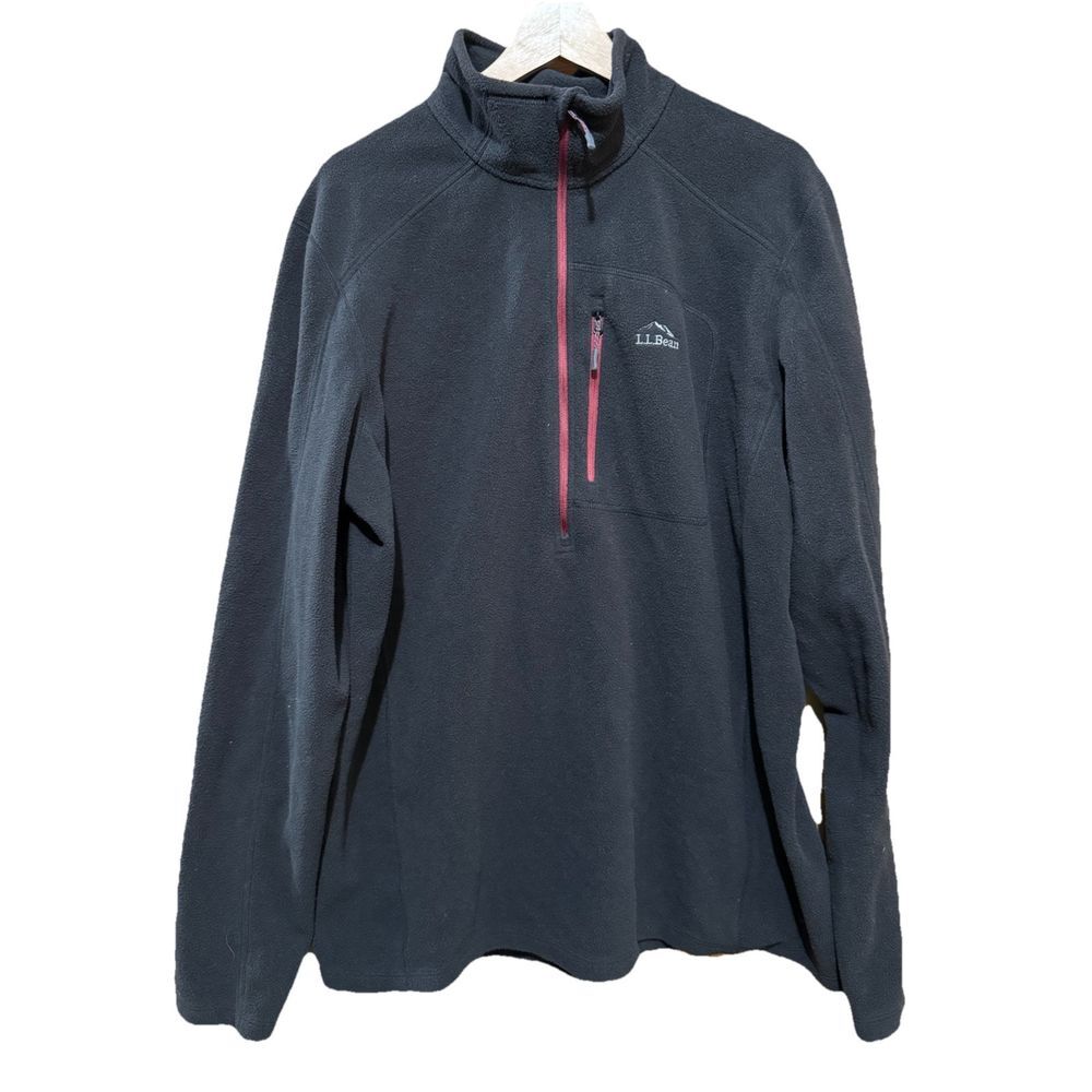 L.L. Bean 1/4 Zip Fleece Pullover Sweatshirt Mens Slightly Fitted Black Large‎